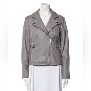 Michael Michael Kors Leather Biker Jacket Gray Size XS